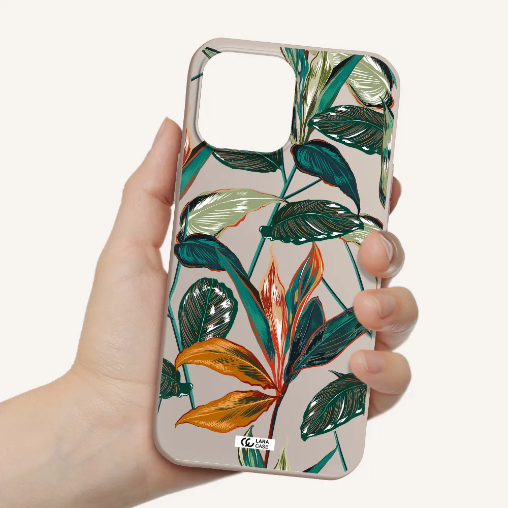 Colorful Tropical Leaves Apple iPhone 13 Pro Silicone Stone Case