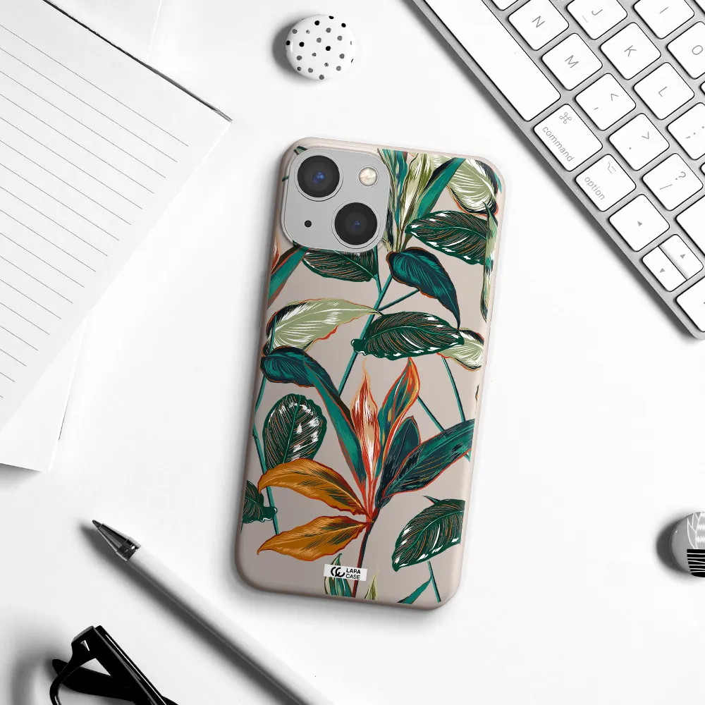 Colorful Tropical Leaves Apple iPhone 13 Silicone Stone Case