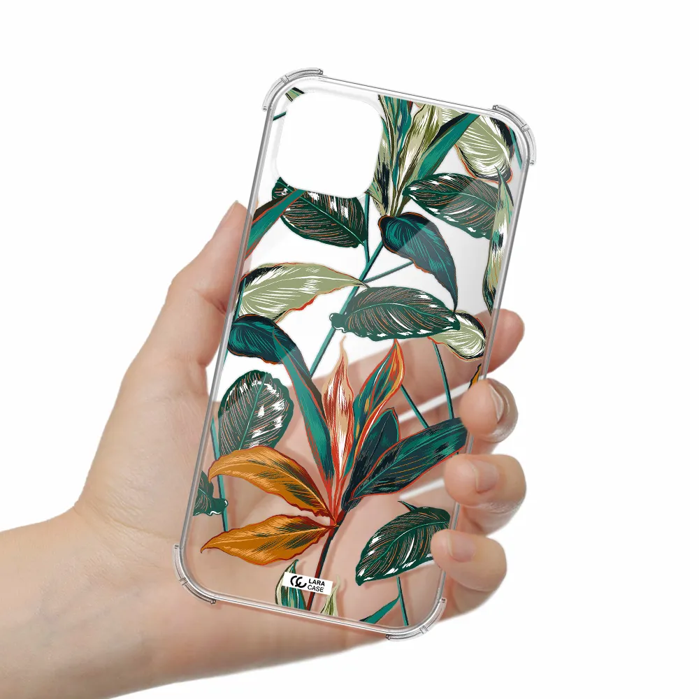 Colorful Tropical Leaves Apple iPhone 14 Clear PC Case