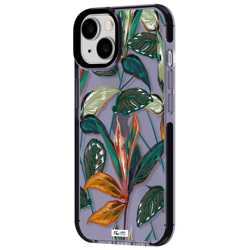 Colorful Tropical Leaves Apple iPhone 14 impact Lilac Case