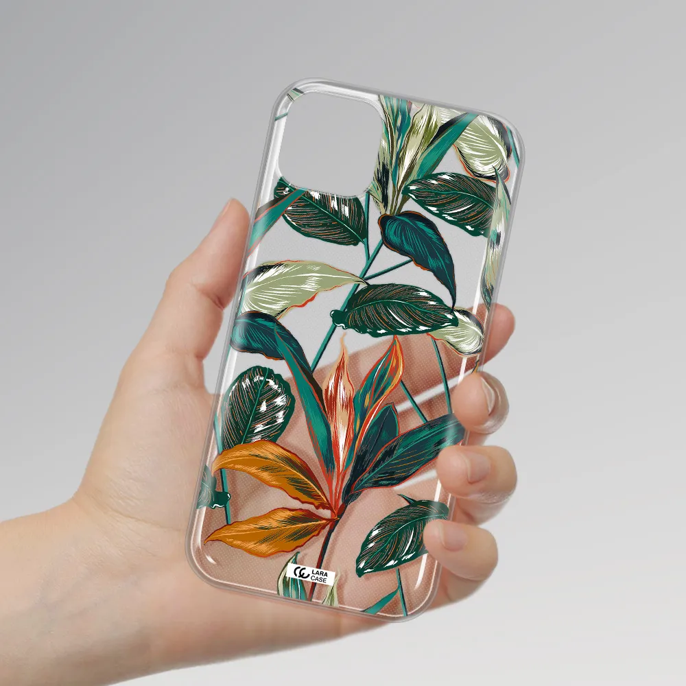 Colorful Tropical Leaves Apple iPhone 14 plus Clear TPU Case