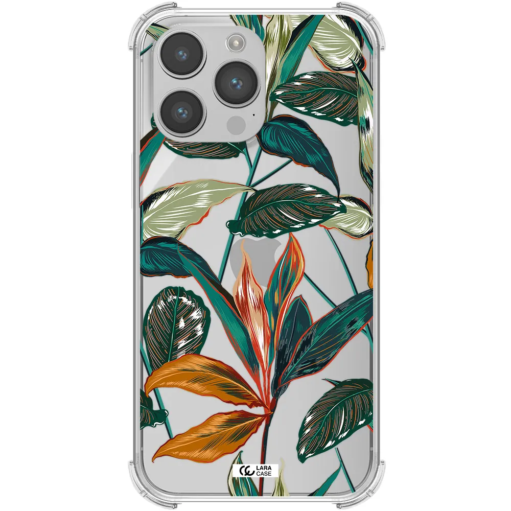 Colorful Tropical Leaves Apple iPhone 14 pro Clear PC Case