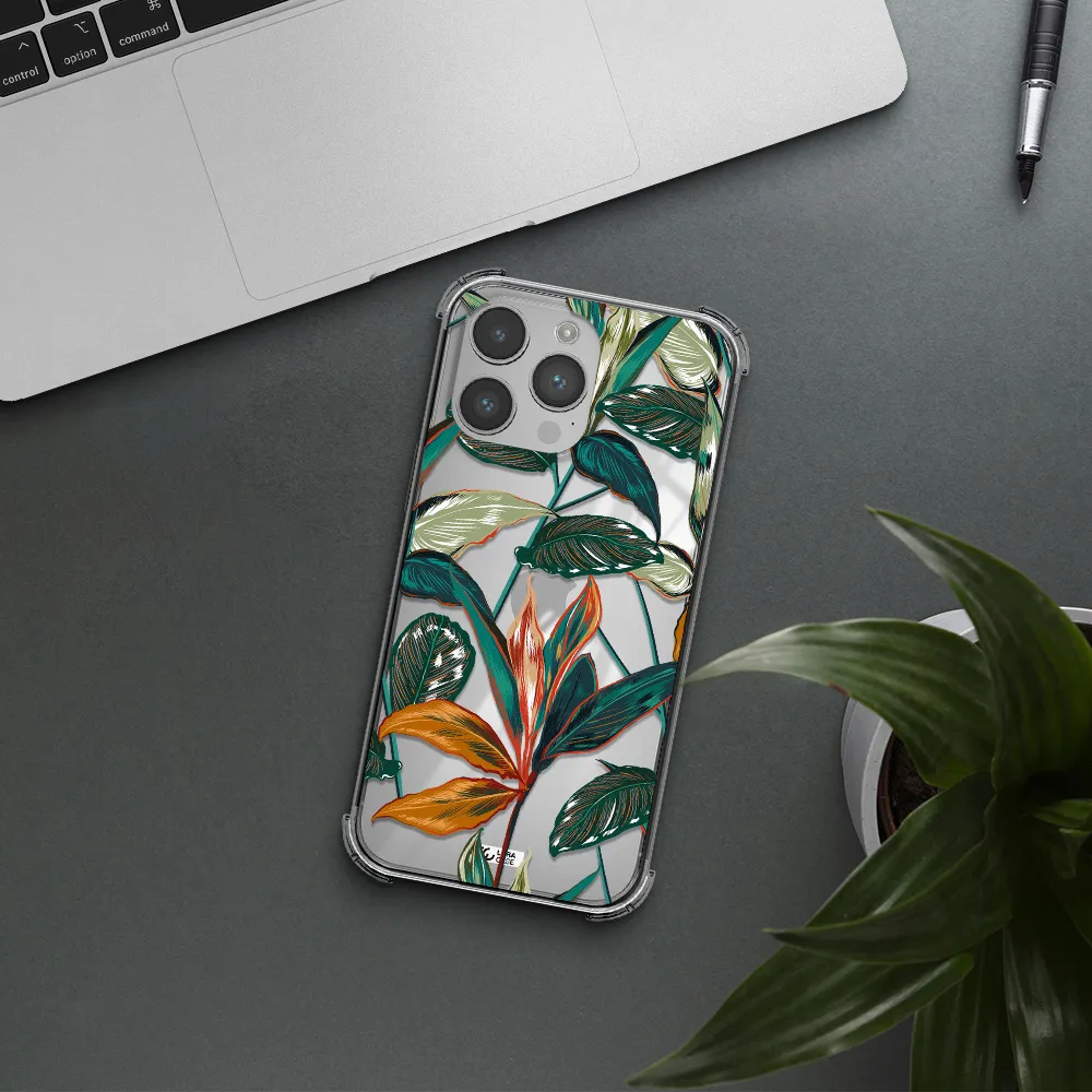 Colorful Tropical Leaves Apple iPhone 14 pro max Clear PC Case