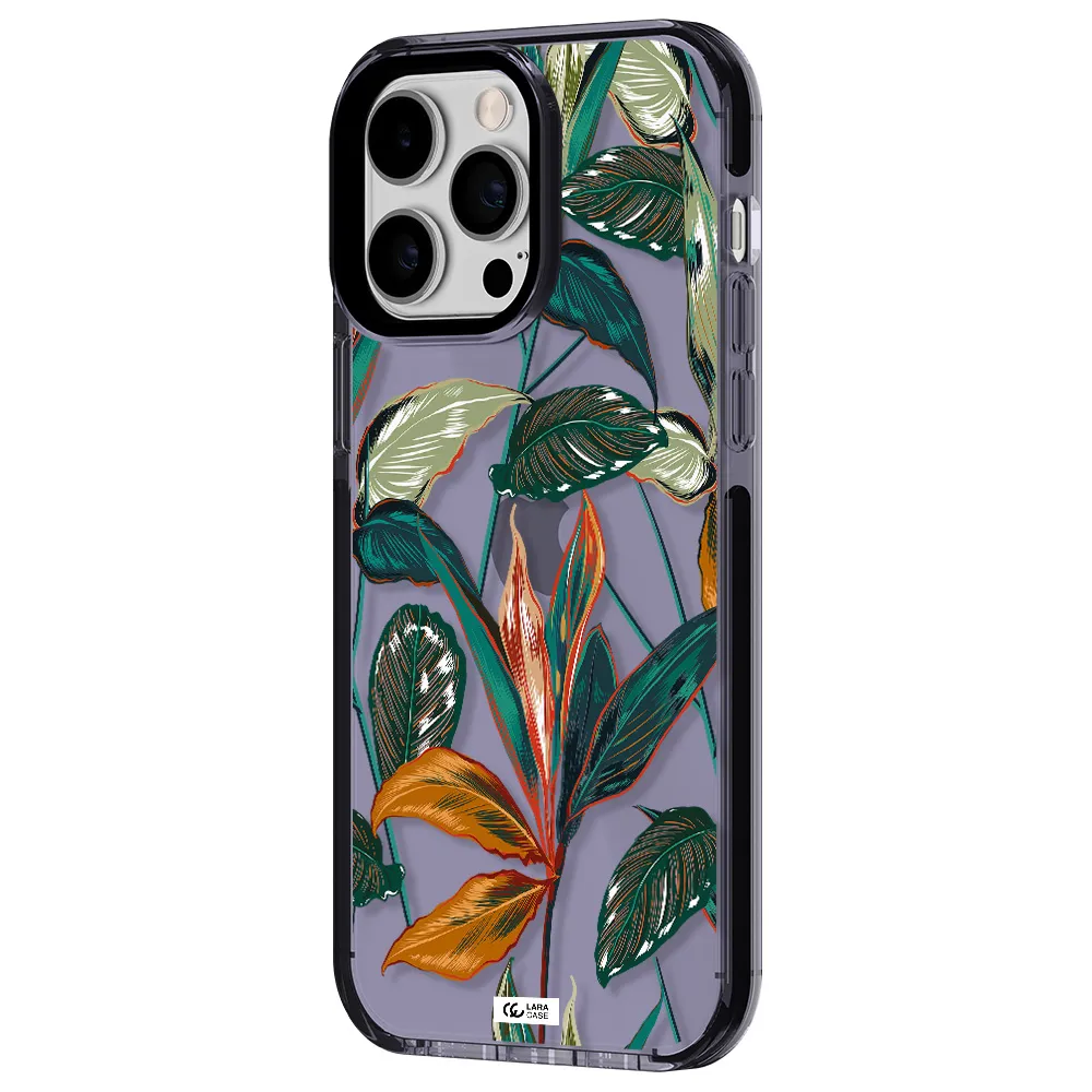 Colorful Tropical Leaves Apple iPhone 14 pro max impact Lilac Case