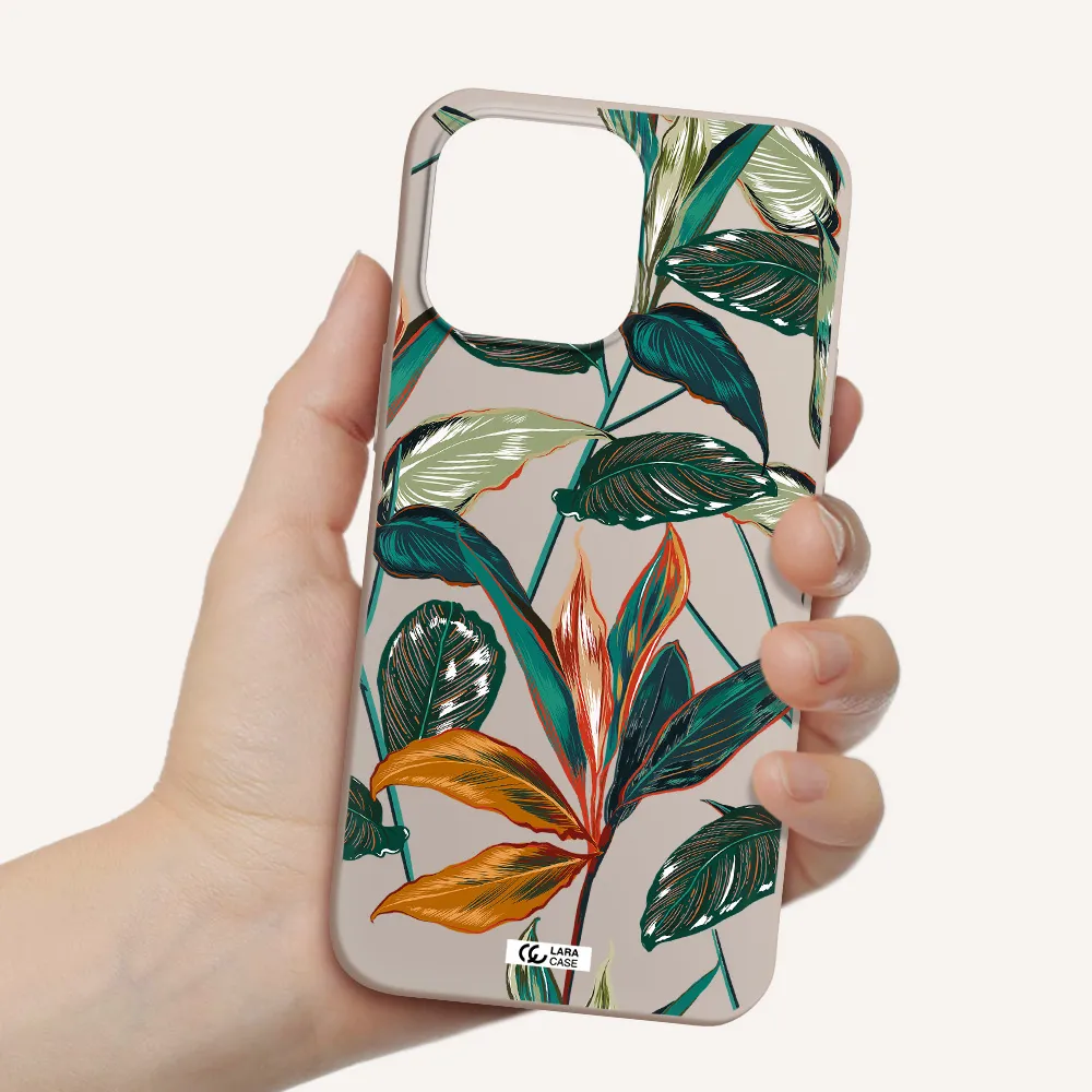 Colorful Tropical Leaves Apple iPhone 14 pro max Silicone Stone Case