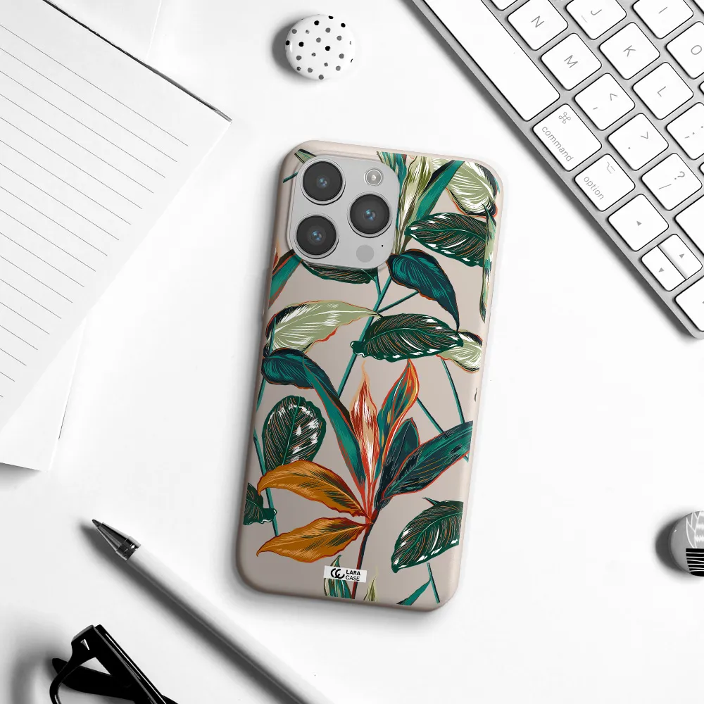 Colorful Tropical Leaves Apple iPhone 14 pro max Silicone Stone Case
