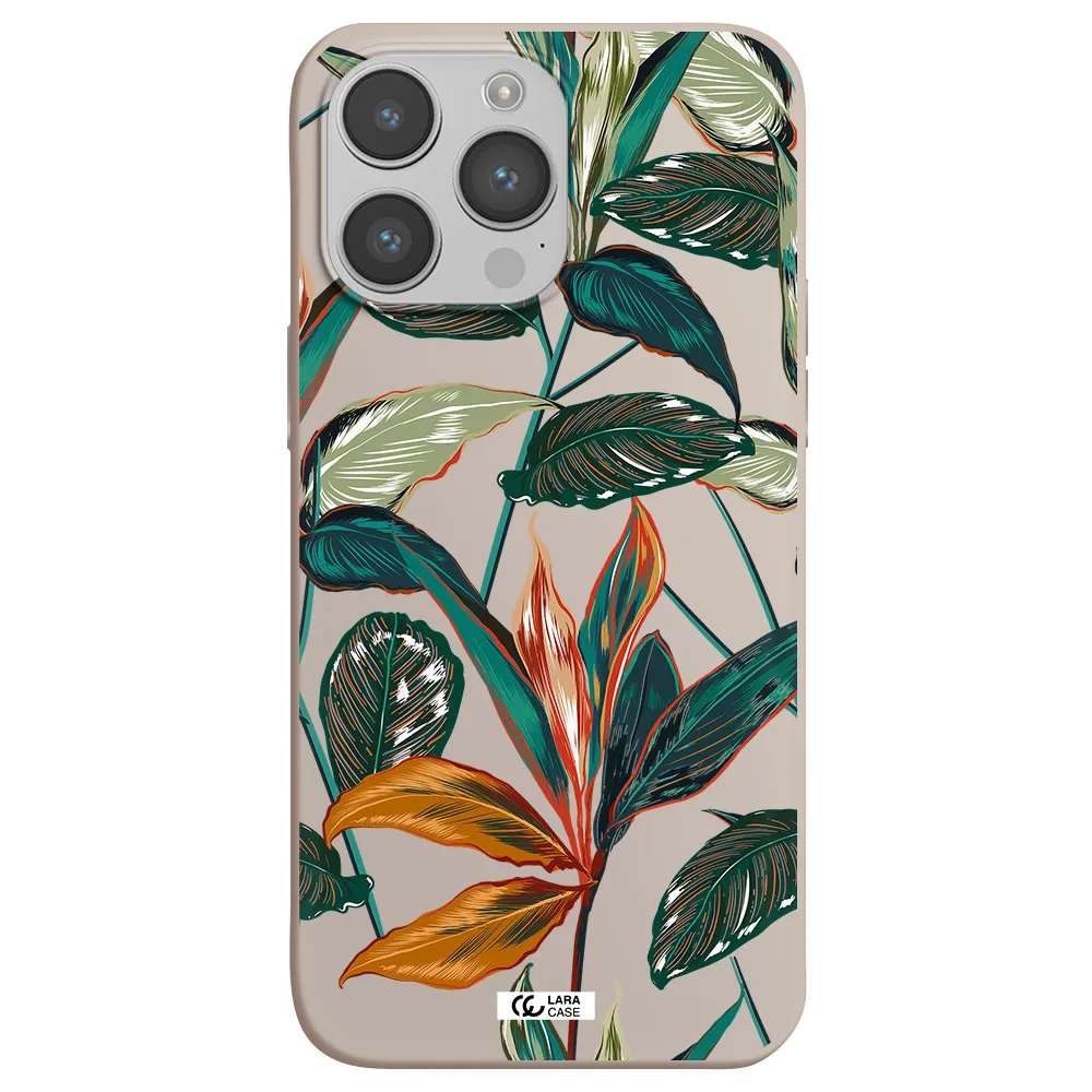 Colorful Tropical Leaves Apple iPhone 14 pro Silicone Stone Case