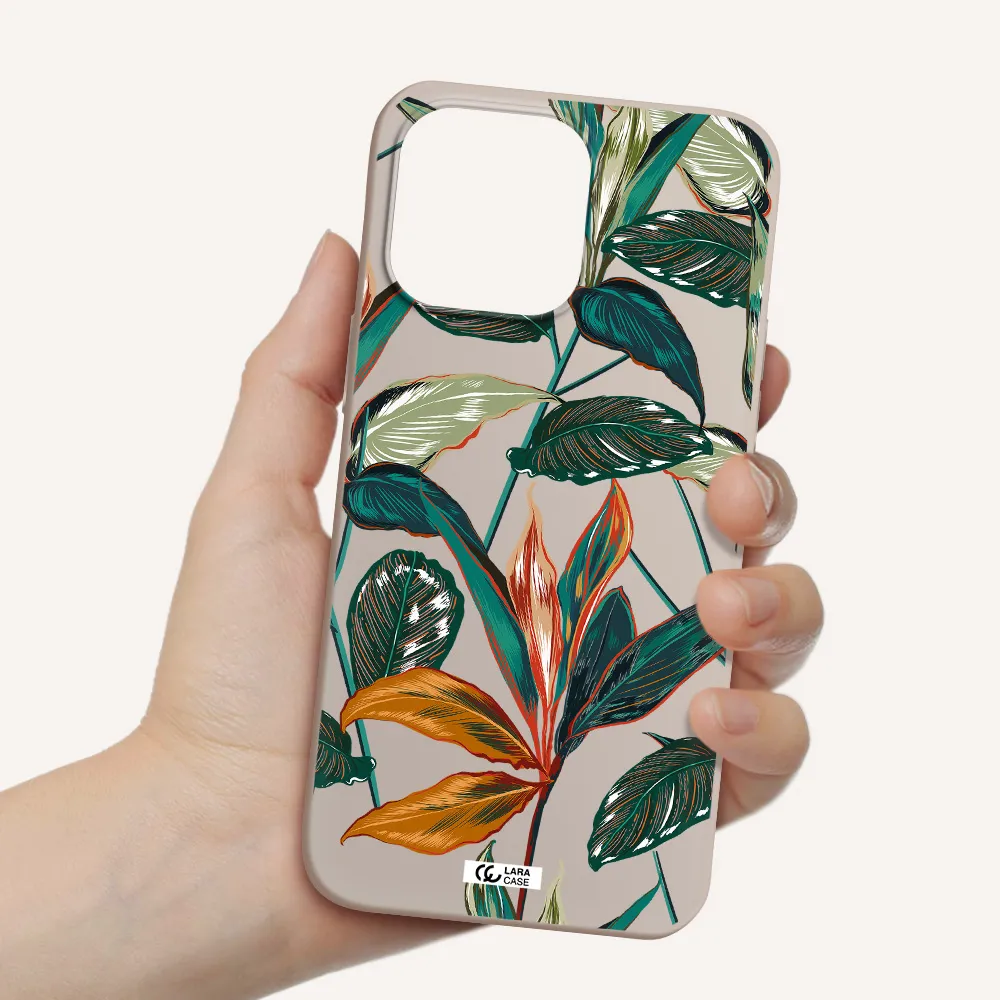 Colorful Tropical Leaves Apple iPhone 14 pro Silicone Stone Case