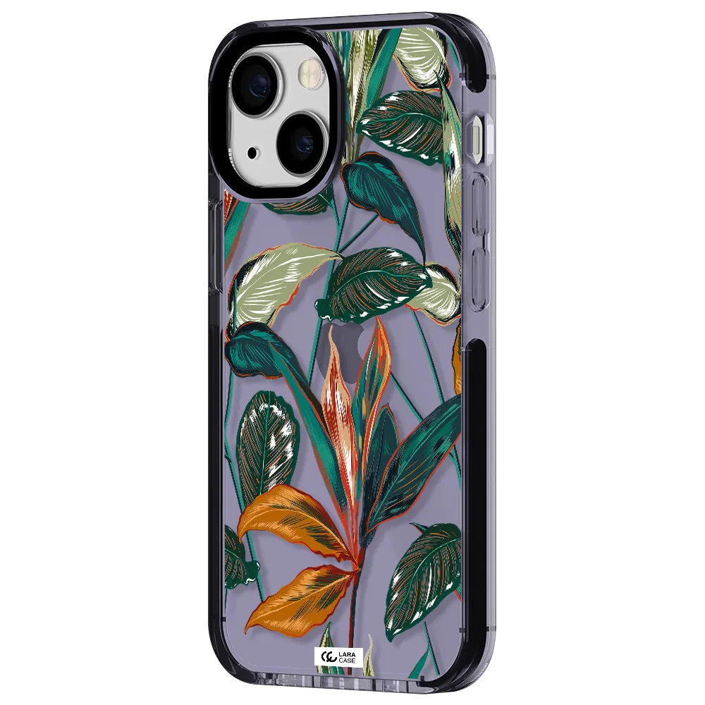 Colorful Tropical Leaves Apple iPhone 15 impact Lilac Case