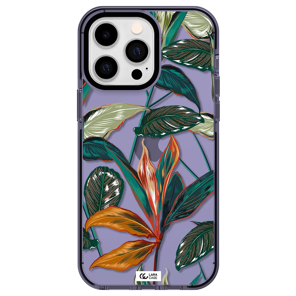 Colorful Tropical Leaves Apple iPhone 15 Pro Max impact Lilac Case