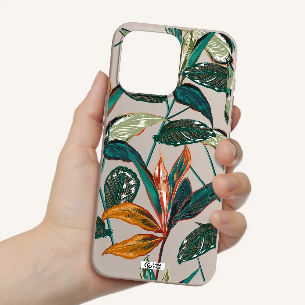 Colorful Tropical Leaves Apple Iphone 15 Pro max Silicone Stone Case