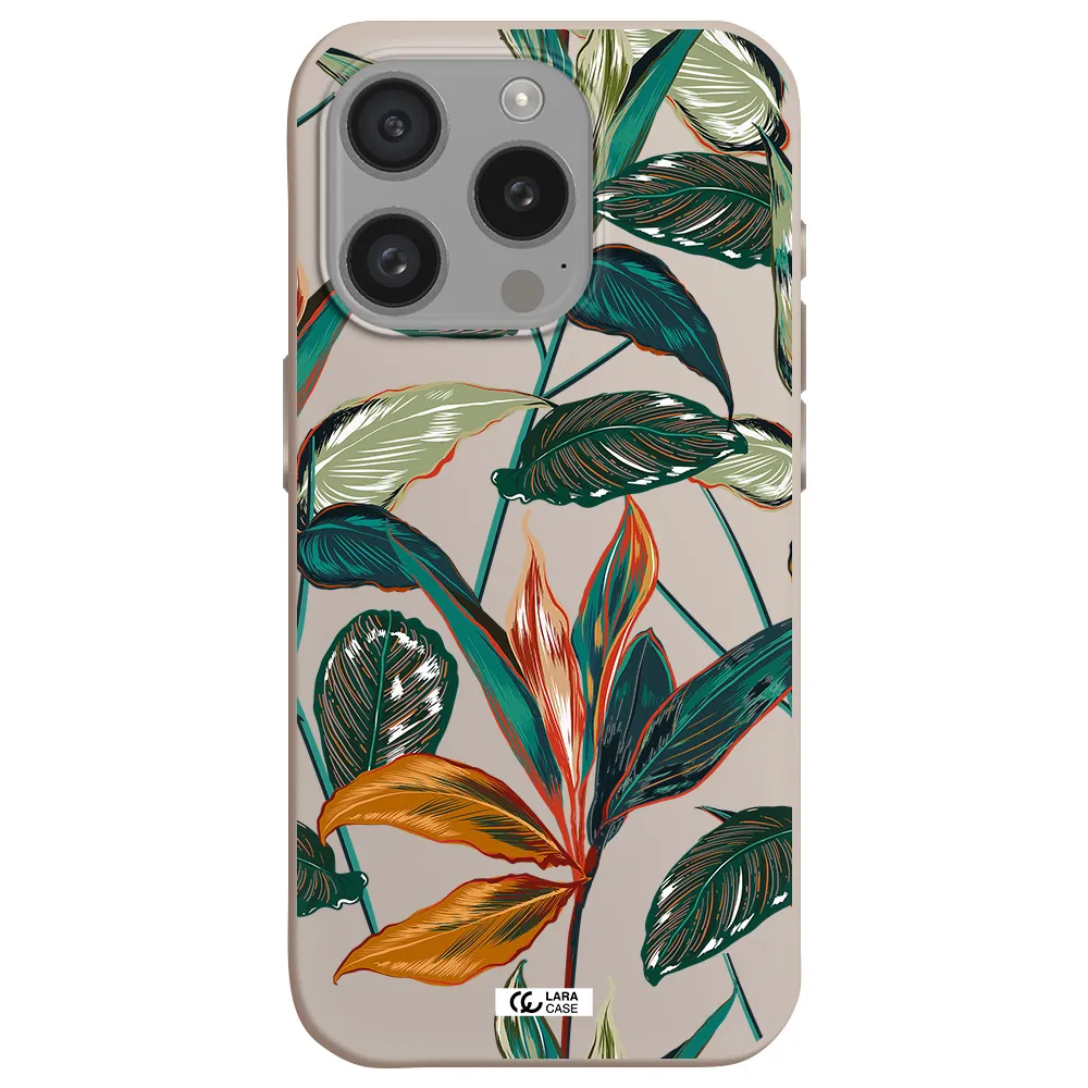 Colorful Tropical Leaves Apple Iphone 15 Pro Silicone Stone Case