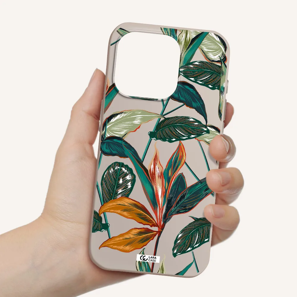 Colorful Tropical Leaves Apple Iphone 15 Pro Silicone Stone Case