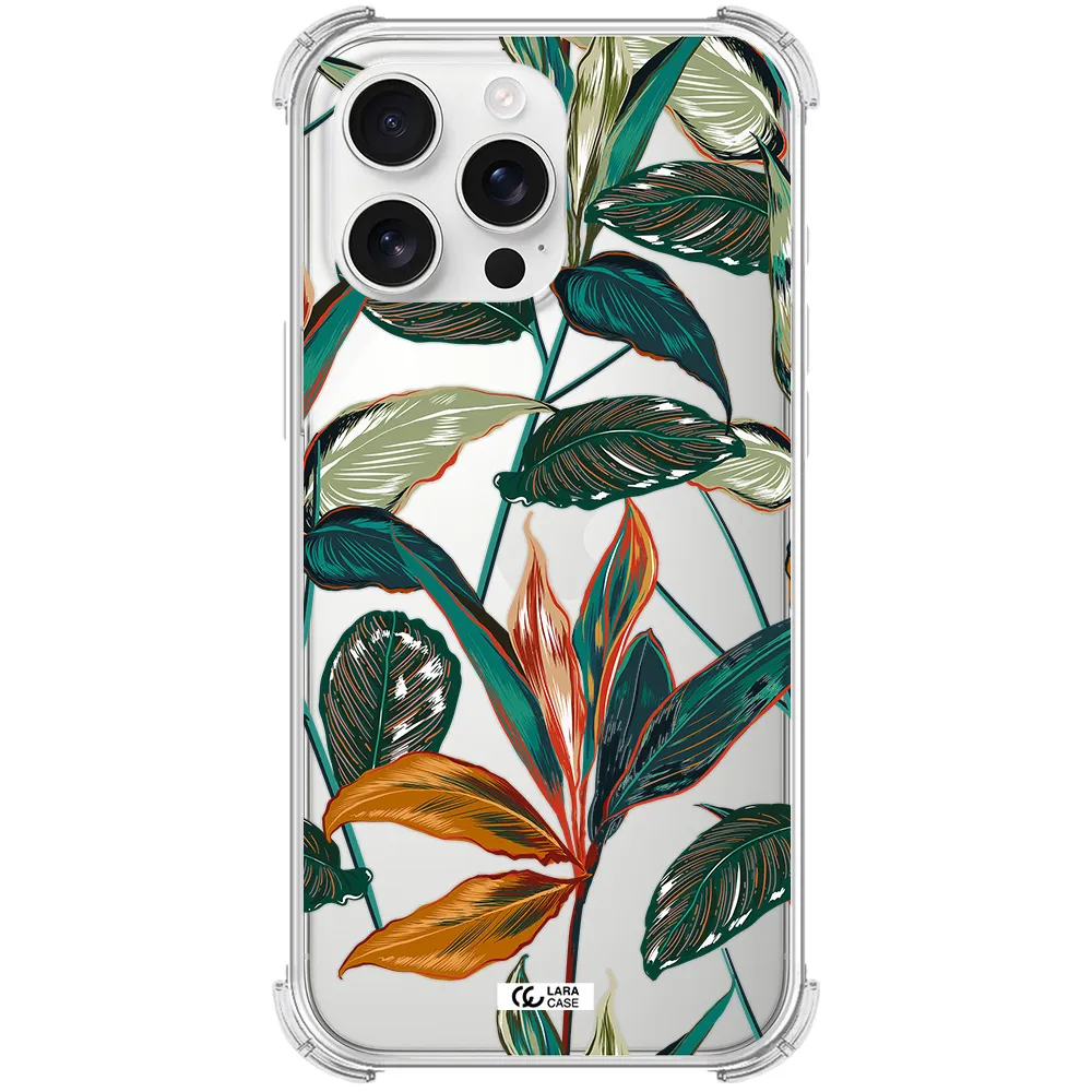 Colorful Tropical Leaves Apple Iphone 16 Pro Max Clear Pc Case