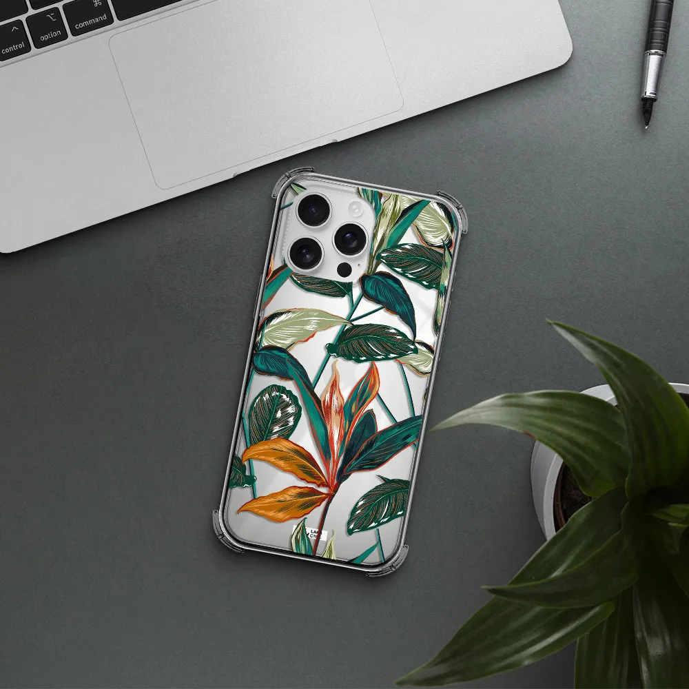 Colorful Tropical Leaves Apple Iphone 16 Pro Max Clear Pc Case