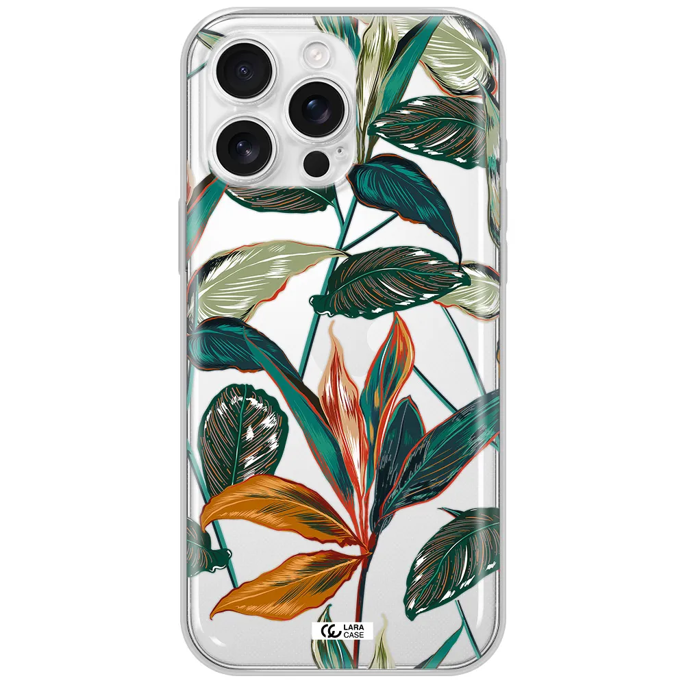 Colorful Tropical Leaves Apple Iphone 16 Pro Max Clear Tpu Case
