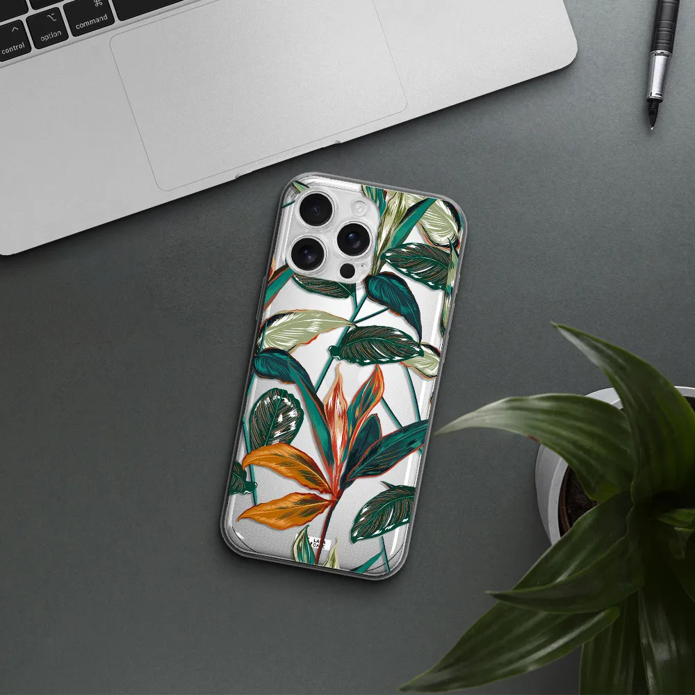 Colorful Tropical Leaves Apple Iphone 16 Pro Max Clear Tpu Case