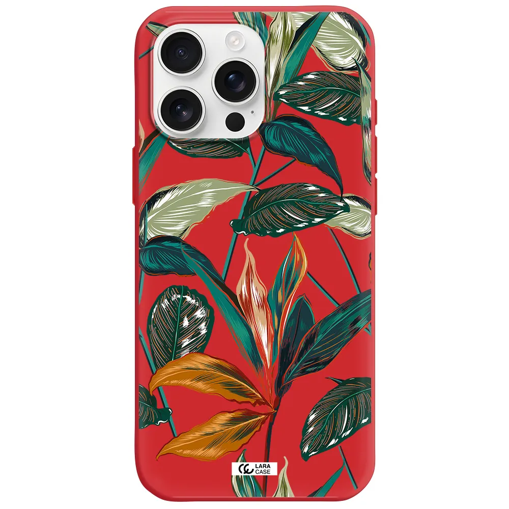 Colorful Tropical Leaves Apple Iphone 16 Pro Max Silicone Stone Case
