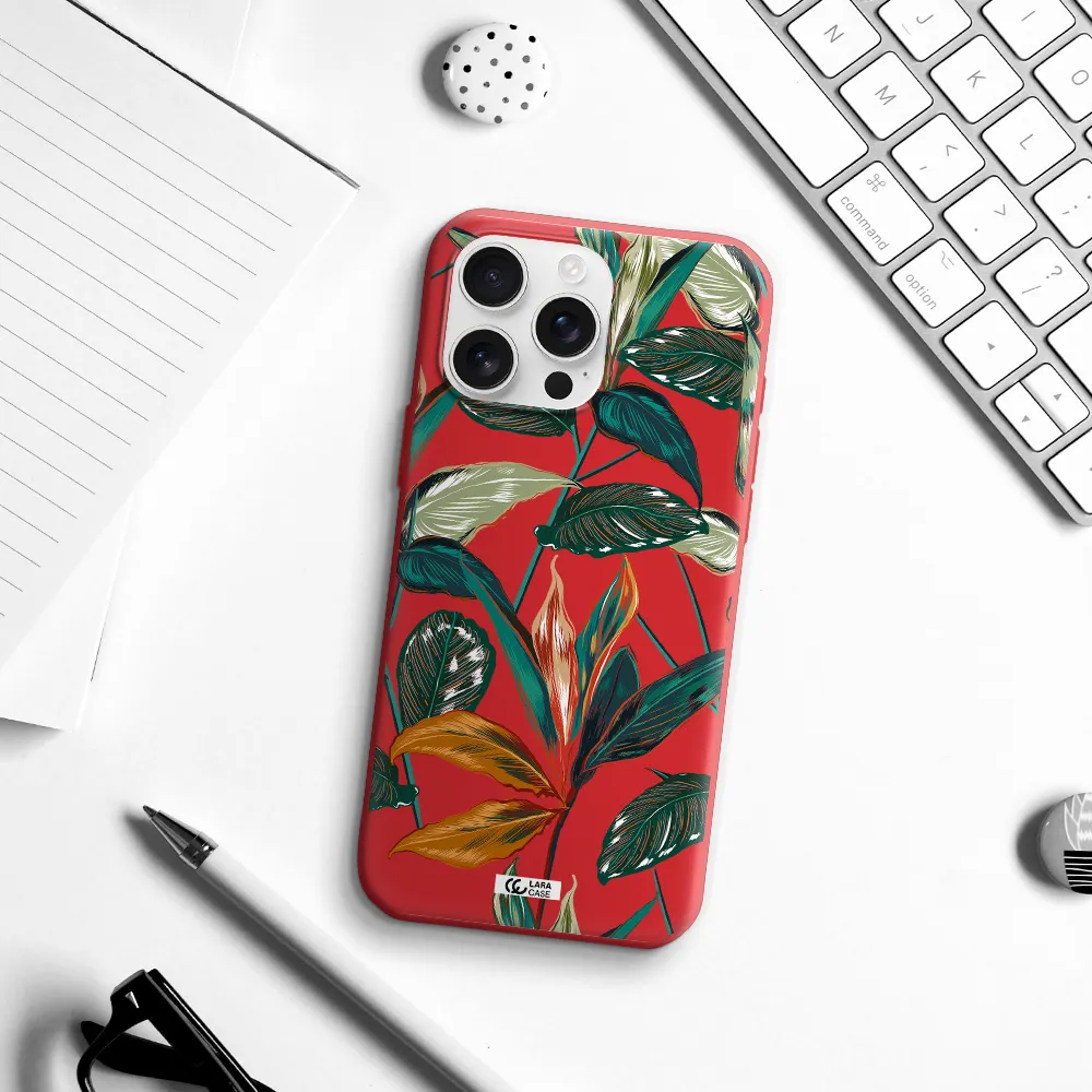 Colorful Tropical Leaves Apple Iphone 16 Pro Max Silicone Stone Case