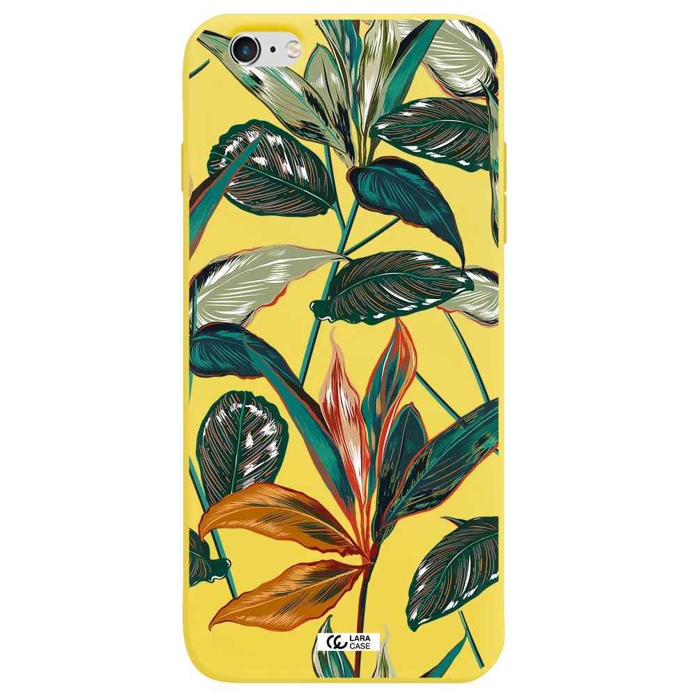 Colorful Tropical Leaves Apple iPhone 6 s plus Silicone canary yellow Case