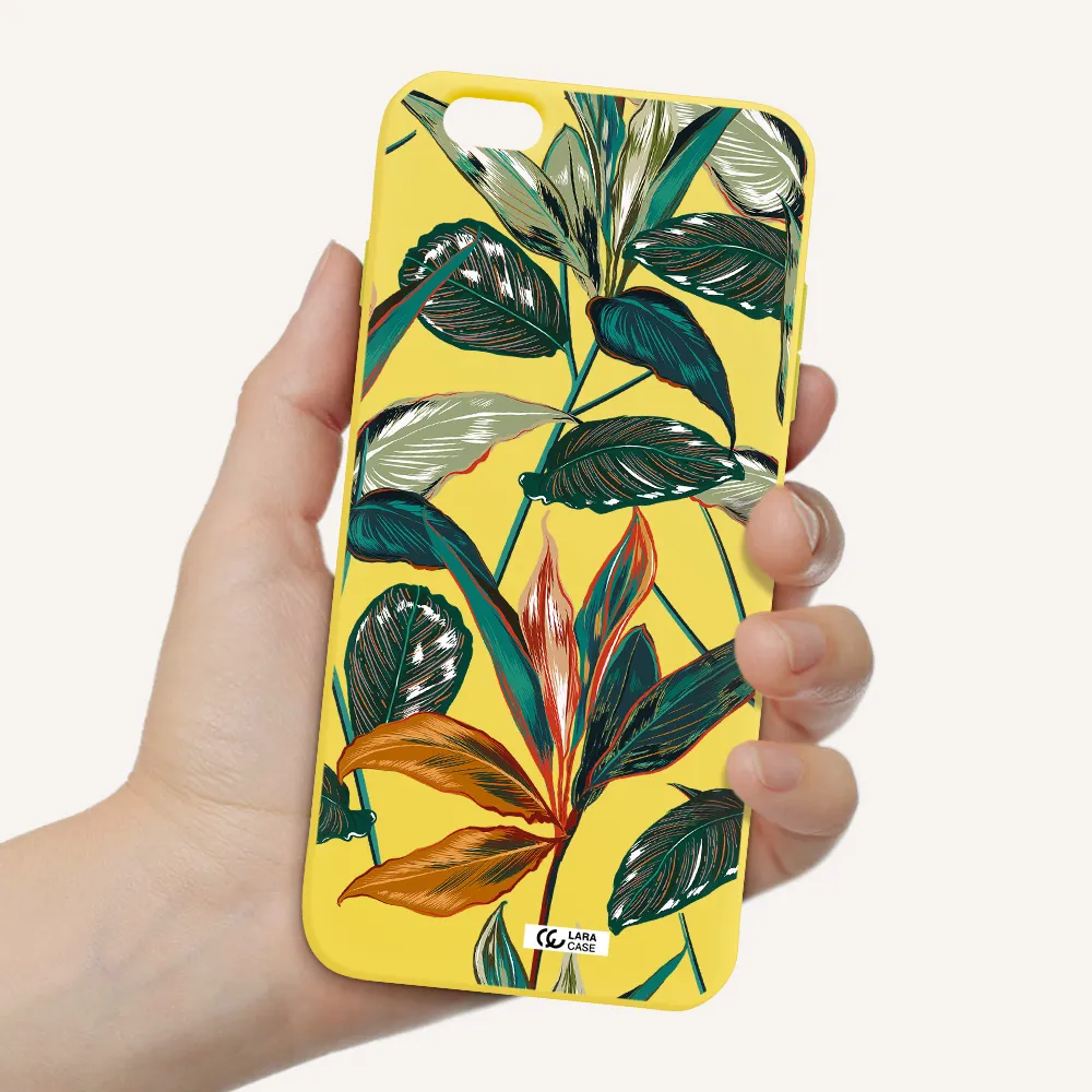 Colorful Tropical Leaves Apple iPhone 6 s plus Silicone canary yellow Case