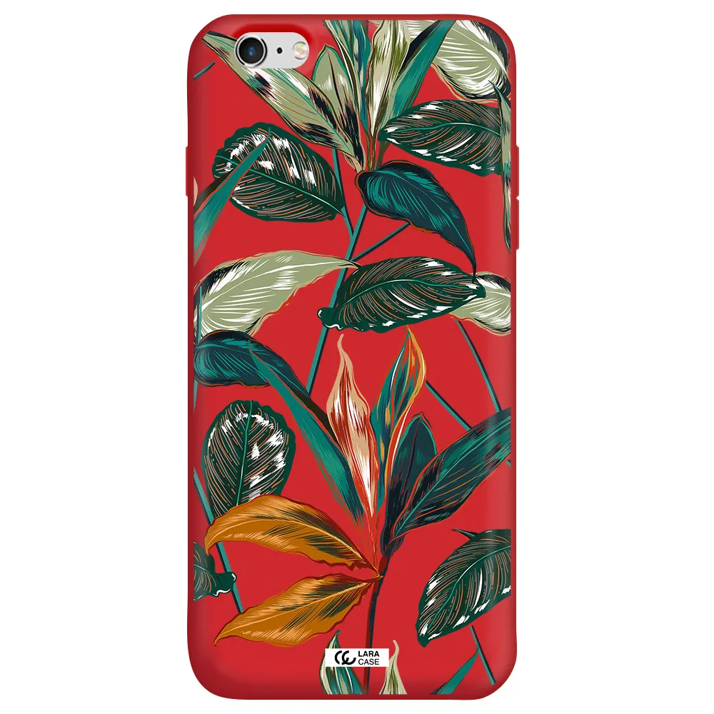 Colorful Tropical Leaves Apple iPhone 6 s plus Silicone Imperial Red Case