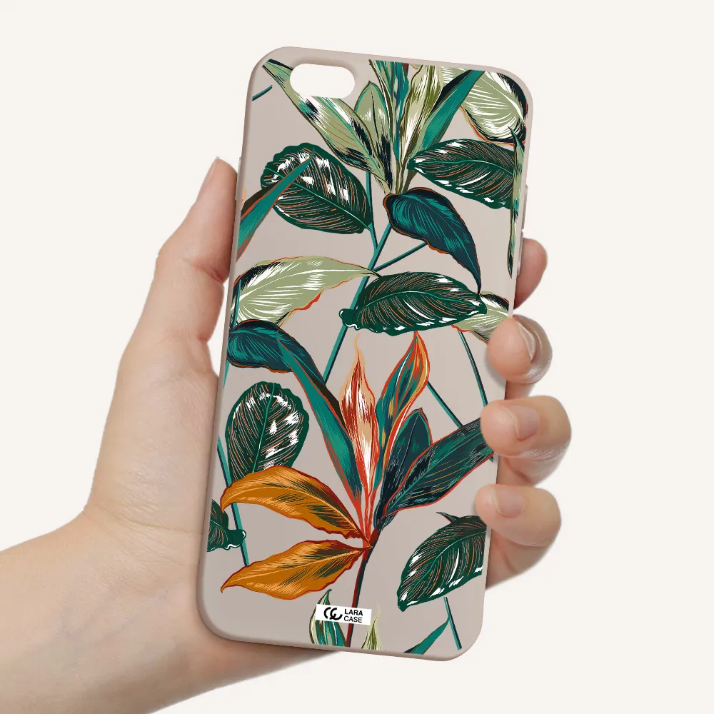 Colorful Tropical Leaves Apple iPhone 6 s plus Silicone Stone Case