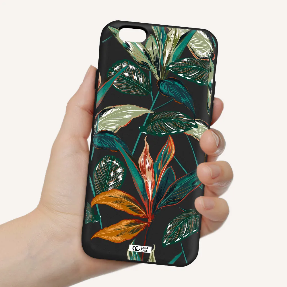 Colorful Tropical Leaves Apple iPhone 6 Silicone black Case