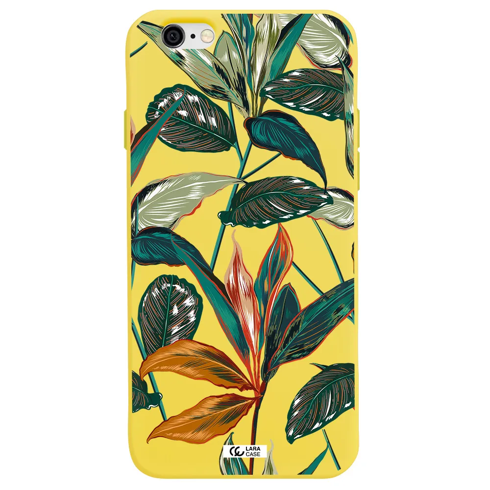Colorful Tropical Leaves Apple iPhone 6 Silicone canary yellow Case