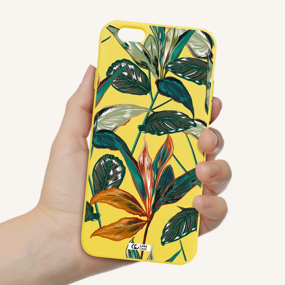 Colorful Tropical Leaves Apple iPhone 6 Silicone canary yellow Case