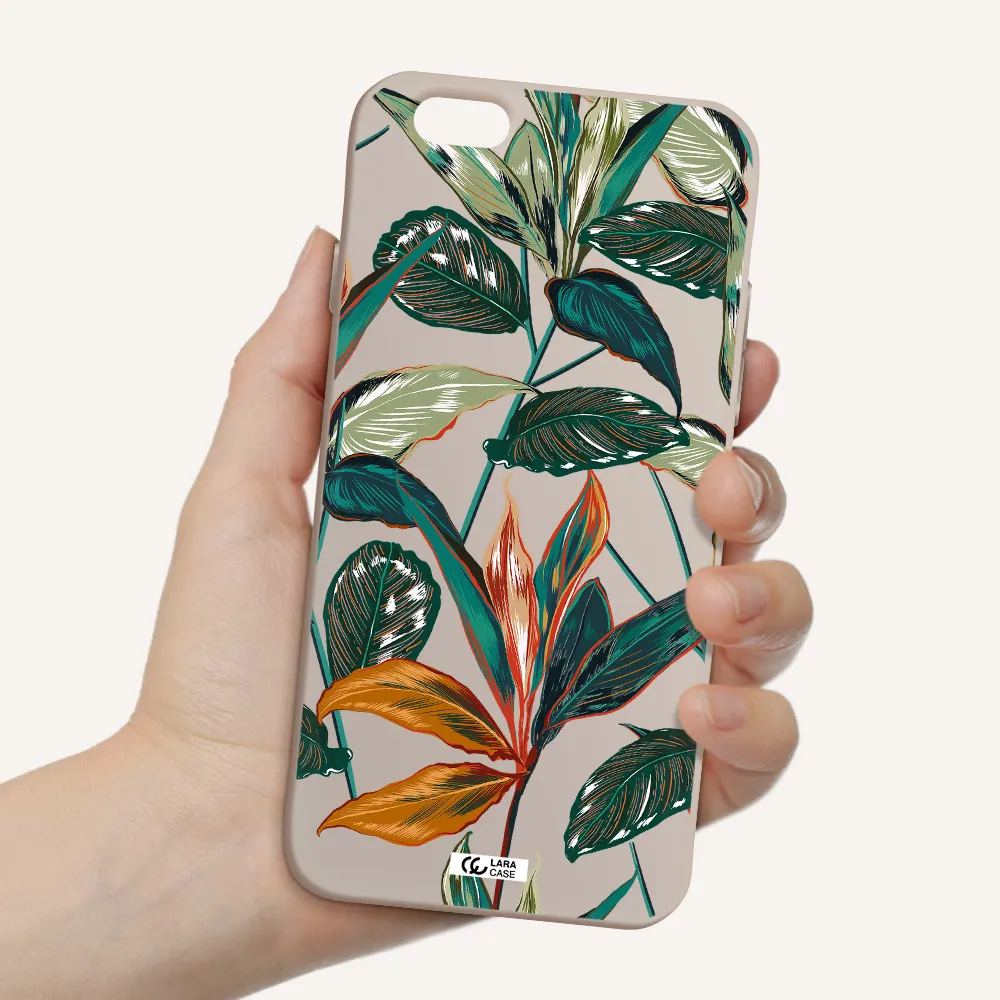 Colorful Tropical Leaves Apple iPhone 6 Silicone Stone Case