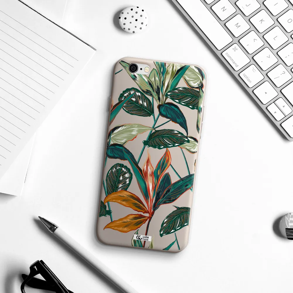 Colorful Tropical Leaves Apple iPhone 6 Silicone Stone Case