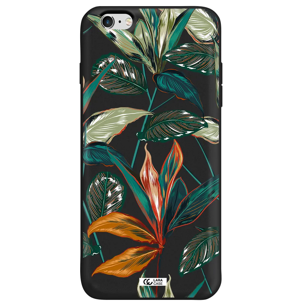 Colorful Tropical Leaves Apple iPhone 6S Silicone black Case