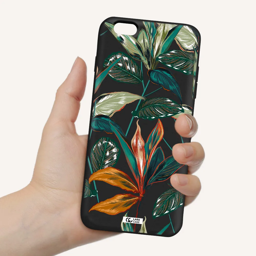 Colorful Tropical Leaves Apple iPhone 6S Silicone black Case