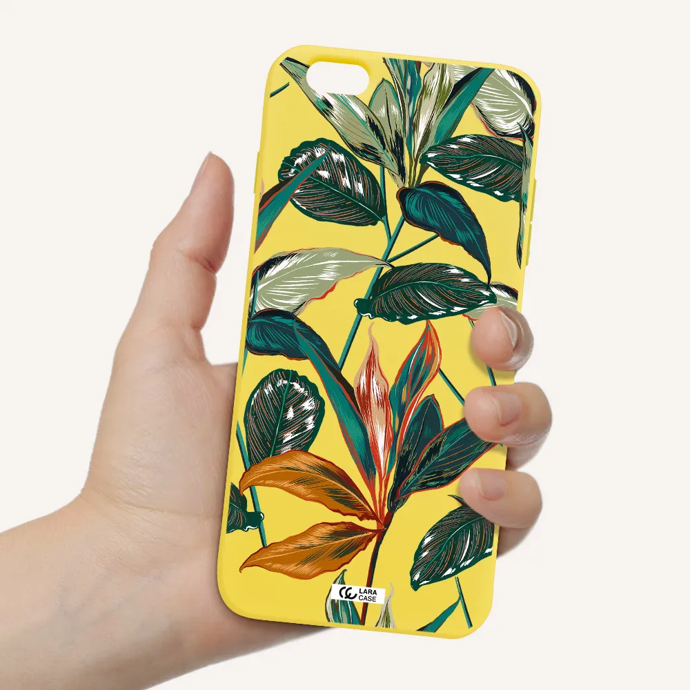 Colorful Tropical Leaves Apple iPhone 6S Silicone canary yellow Case