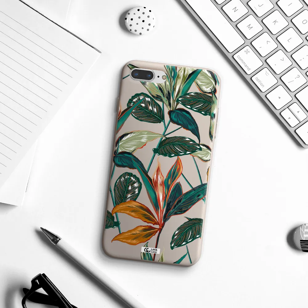 Colorful Tropical Leaves Apple iPhone 7 plus Silicone Stone Case