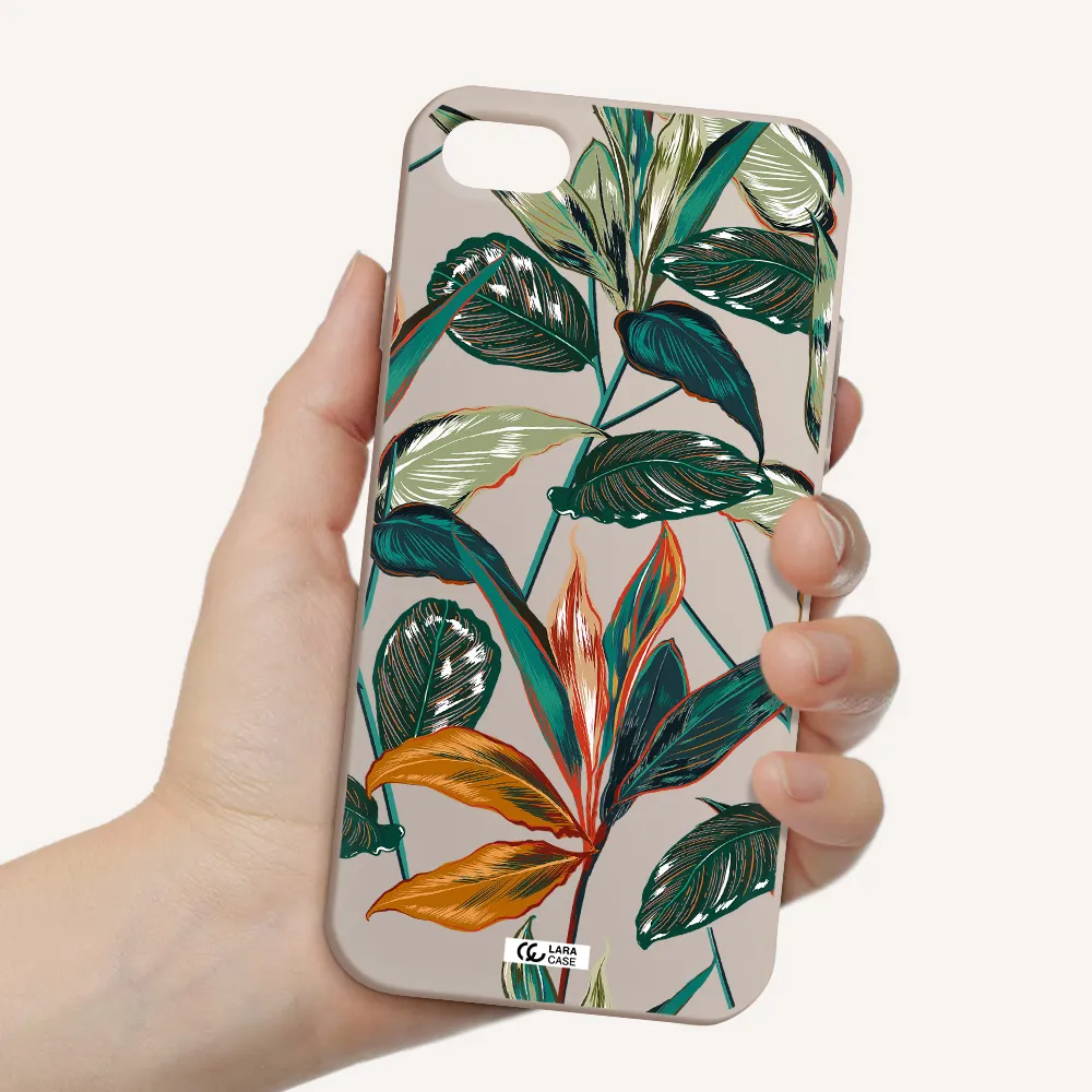 Colorful Tropical Leaves Apple iPhone 7 Silicone Stone Case