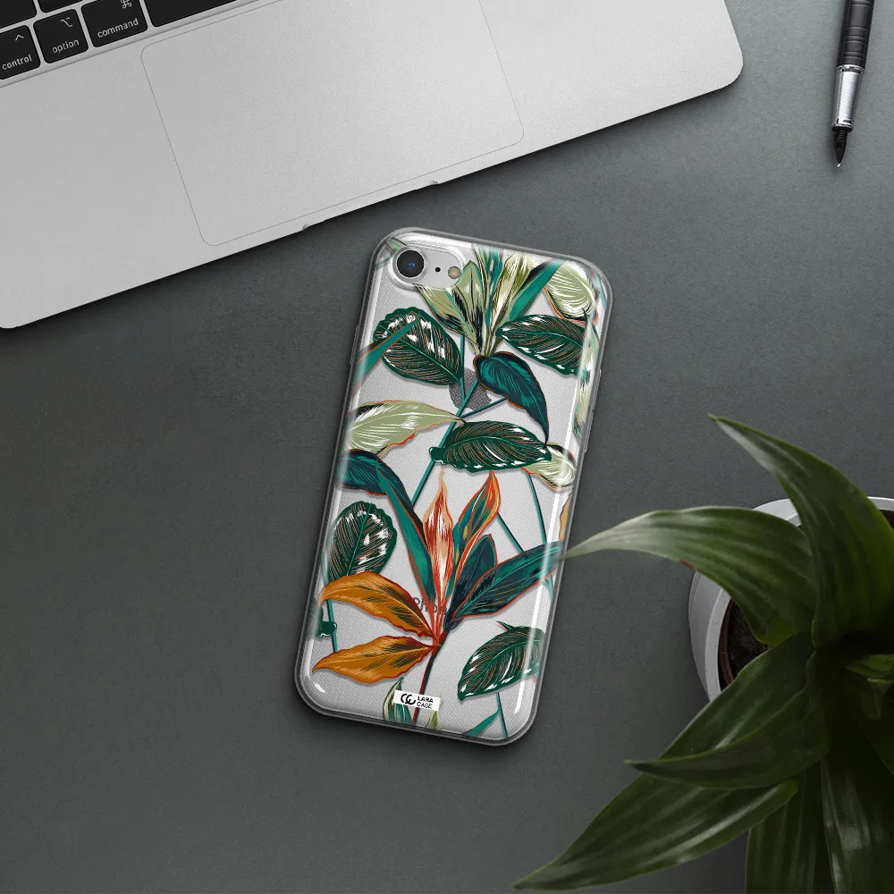 Colorful Tropical Leaves Apple iPhone 8 Clear TPU Case