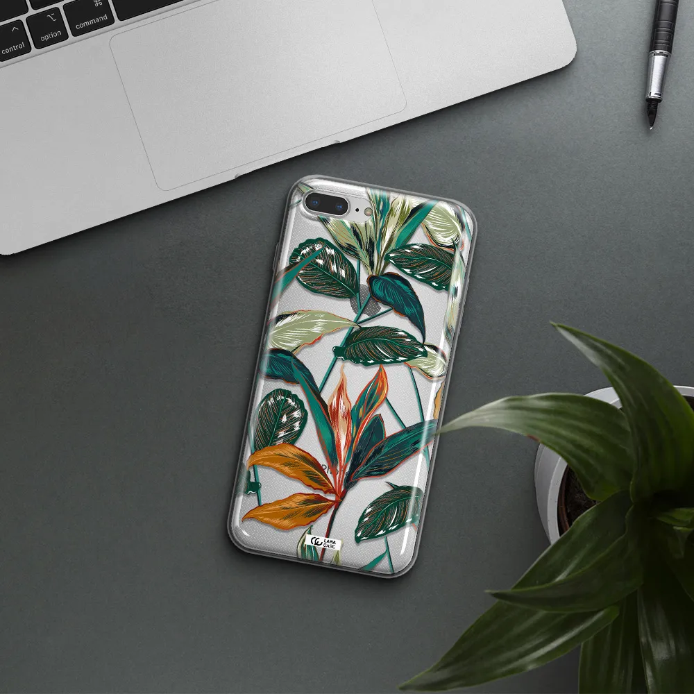 Colorful Tropical Leaves Apple iPhone 8 plus Clear TPU Case