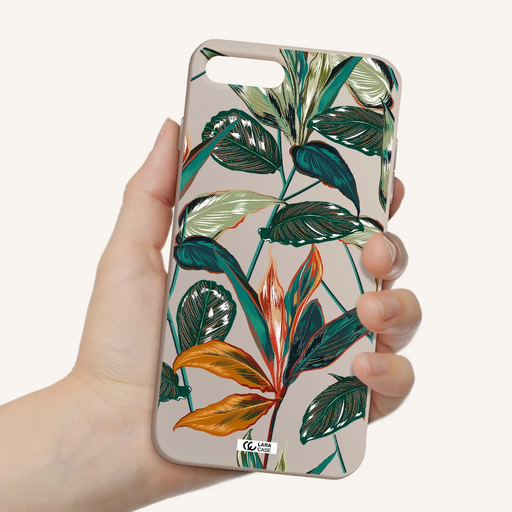 Colorful Tropical Leaves Apple iPhone 8 plus Silicone Stone Case