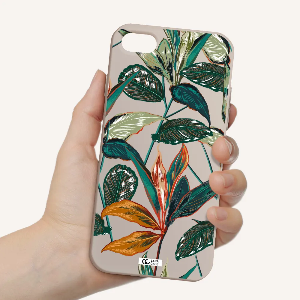 Colorful Tropical Leaves Apple iPhone 8 Silicone Stone Case