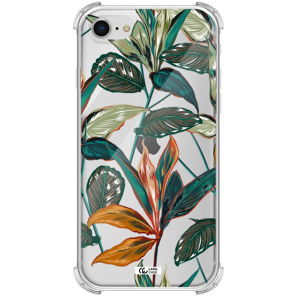 Colorful Tropical Leaves Apple iPhone se 2020 Clear PC Case