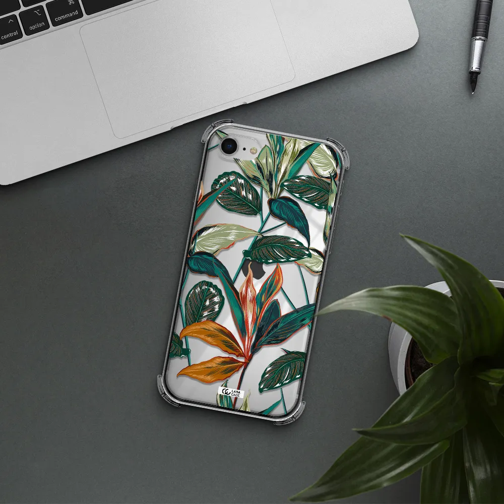 Colorful Tropical Leaves Apple iPhone se 2020 Clear PC Case