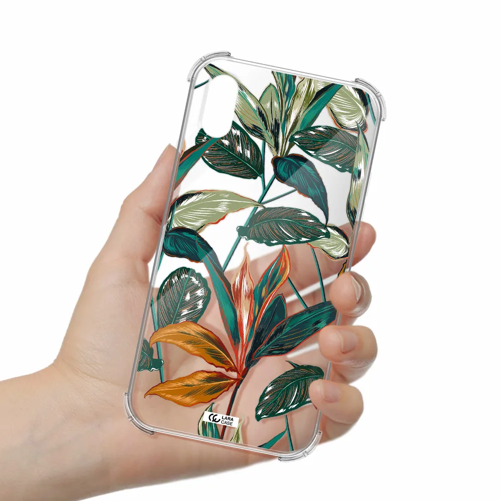Colorful Tropical Leaves Apple iPhone XS Clear PC Case