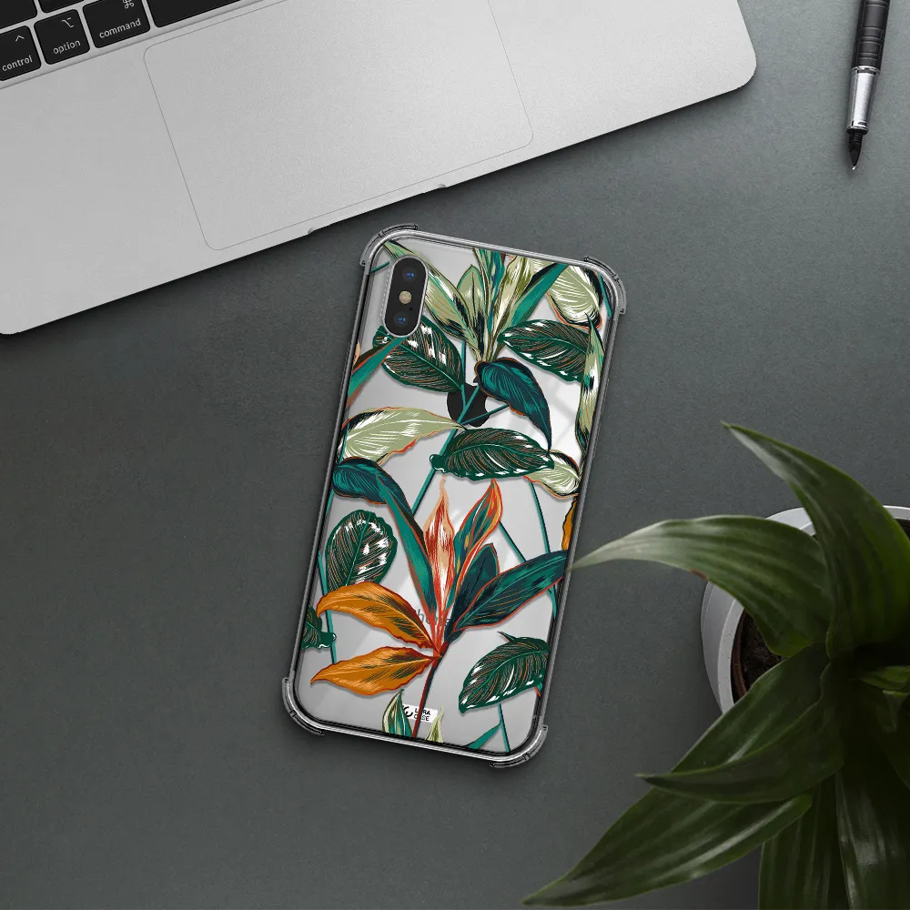 Colorful Tropical Leaves Apple iPhone XS Clear PC Case