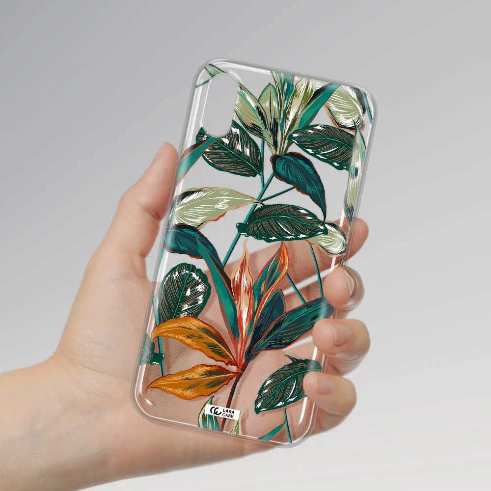 Colorful Tropical Leaves Apple iPhone XS Clear TPU Case