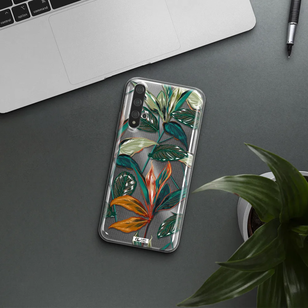 Colorful Tropical Leaves Huawei Nova 5t Clear TPU Case