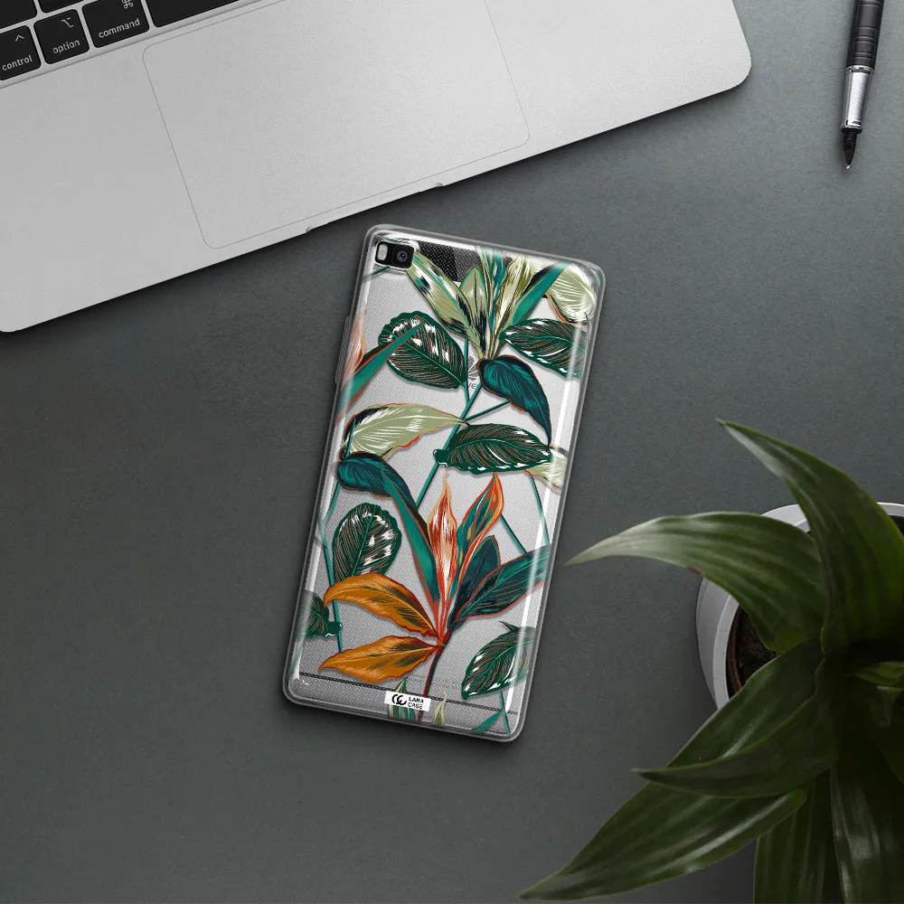 Colorful Tropical Leaves Huawei P8 Clear TPU Case