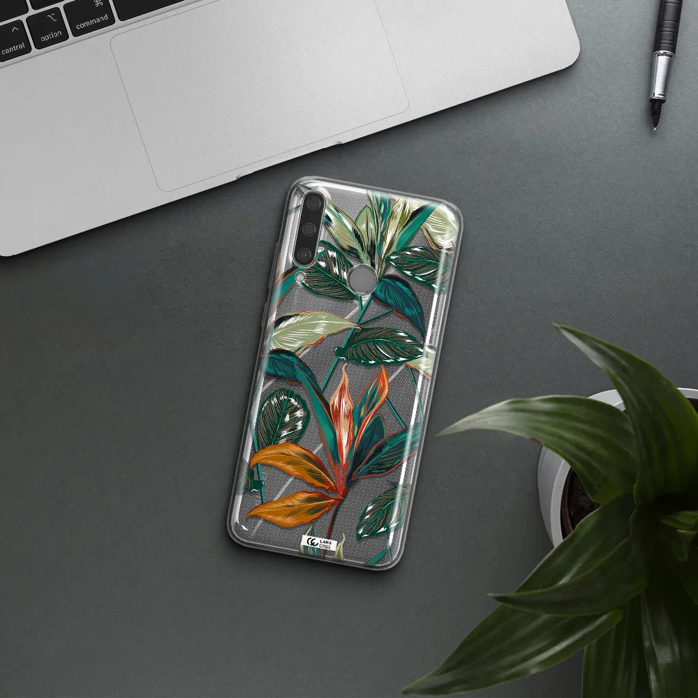 Colorful Tropical Leaves Huawei Y6P Clear TPU Case