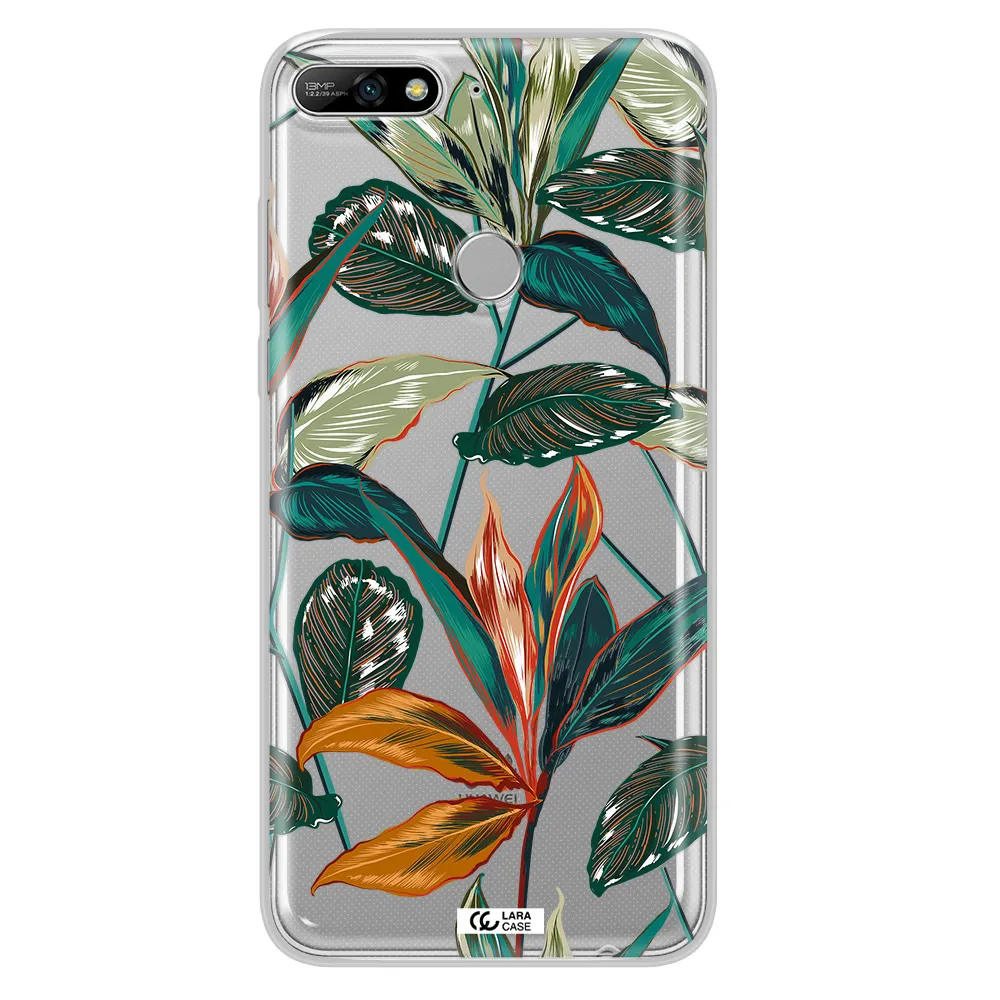 Colorful Tropical Leaves Huawei Y7 2018 Clear TPU Case